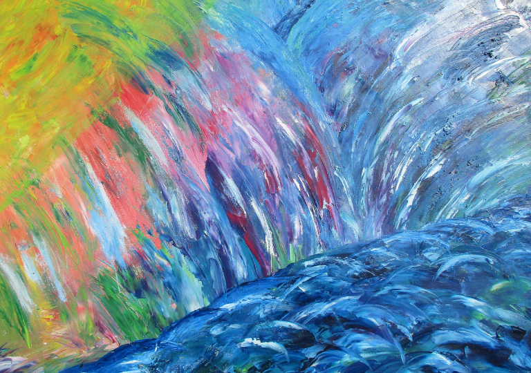 Wasserfall im Sonnenlicht